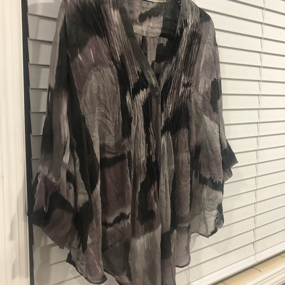 Gibson Blouse Gray And Black With Transparency - Picture 4 of 6